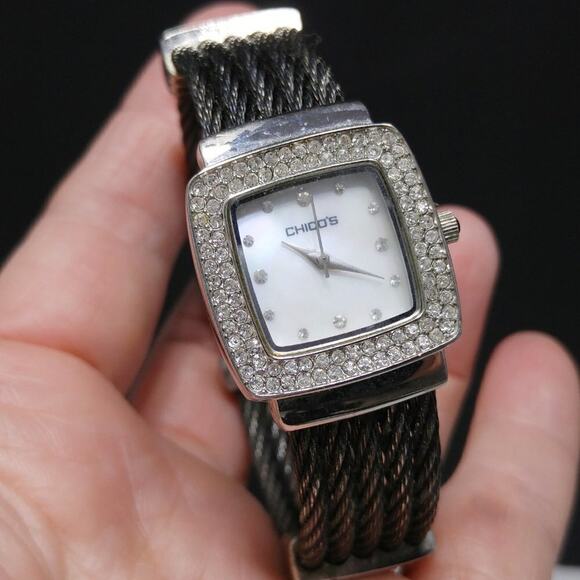 Vintage Chico's Cuff Watch Rhinestones, Needs Battery, 6 1/2 Inches - Picture 13 of 14